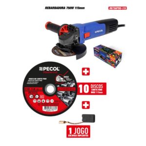 Rebarbadora 750W + 10 Discos + 1 jogo de escovas extra